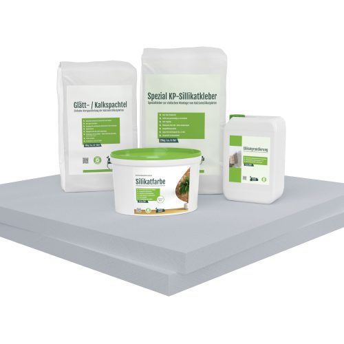 Kombi Sparpack mit Kalziumsilikatplatten, Kleber, Spachtelmasse und Farbe