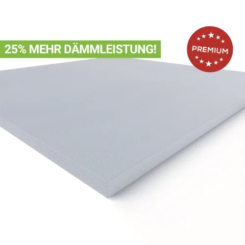 Graue 30mm Kalziumsilikatplatte mit Premium-Siegel auf weißem Hintergrund