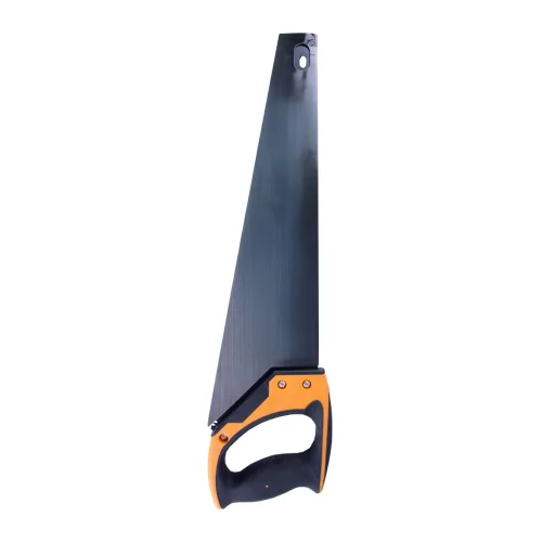 Fuchsschwanz mit schwarzem Blatt und orange-schwarzem Griff auf weißem Hintergrund